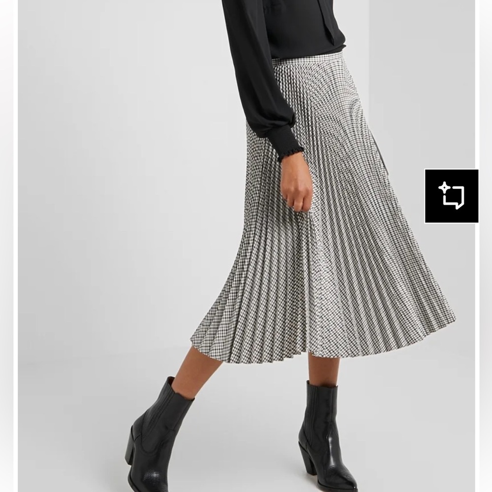 Lauren Ralph Lauren Black and White Houndstooth Midi Skirt - Picture 3 of 11